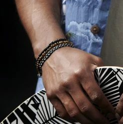 Waykins Black Beads, Tiger's Eye, Yarn & Leather Bracelet Set -MEN'S BRACELETS Sales Store rst tys surfer 4dadahover