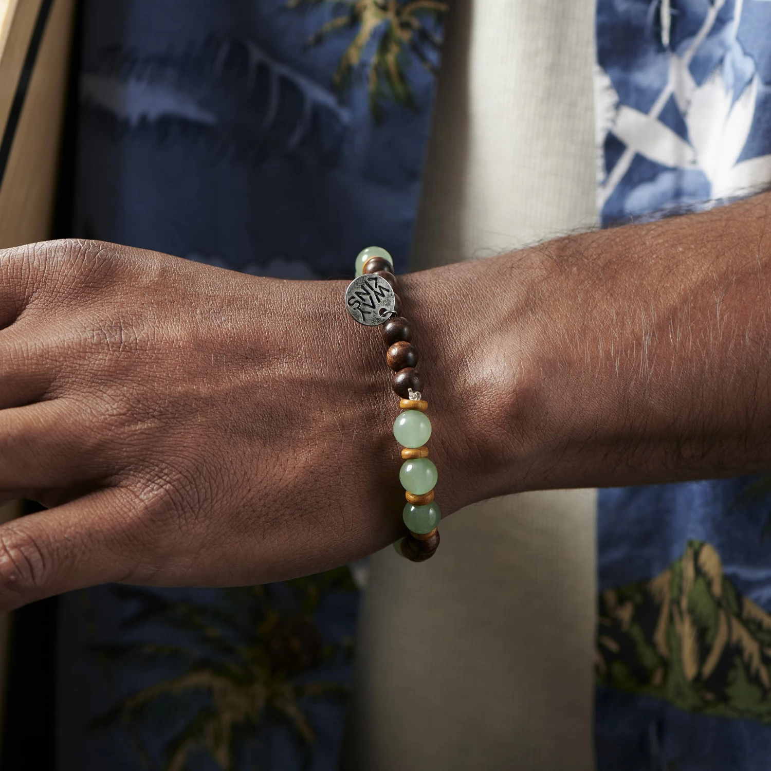 Waykins Wave | Green Aventurine & Wooden Bracelet 3 Waykins Wave | Green Aventurine & Wooden Bracelet - Image 3