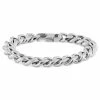 Lucleon 10mm Silver-Tone Stainless Steel Curb Chain Bracelet