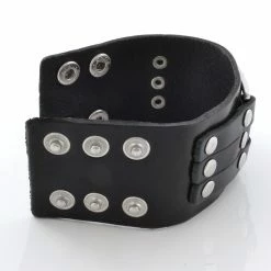 Collin Rowe Adjustable Black Leather Cuff Bracelet -MEN'S BRACELETS Sales Store sort hooked laderarmband 3