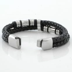 Fort Tempus Bolo | Double Black Leather Cord Bracelet -MEN'S BRACELETS Sales Store sort splittet bolo laderarmband 3