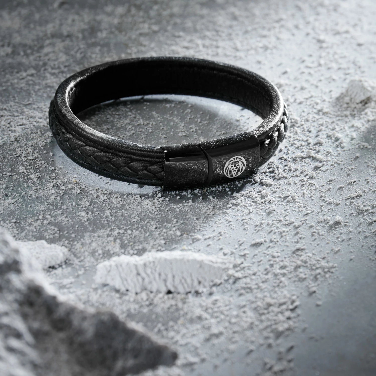 Lucleon All Black Braided Leather & Stainless Steel Bracelet 5 Lucleon All Black Braided Leather & Stainless Steel Bracelet - Image 5