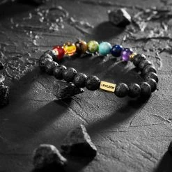 Lucleon Black Lava Rock & Multicolour Natural Stone Bracelet -MEN'S BRACELETS Sales Store ste ig lucleon bracelet 13 21789