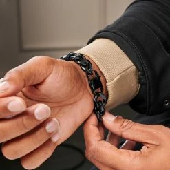 Lucleon 14mm Black Stainless Steel Curb Chain Bracelet -MEN'S BRACELETS Sales Store ste modelpics natahnwilliam 21977 11