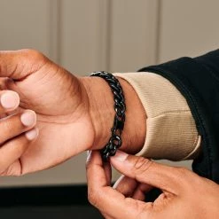 Lucleon 16mm Black Stainless Steel Curb Chain Bracelet -MEN'S BRACELETS Sales Store ste modelpics nathanwilliam 21985 19 16mm