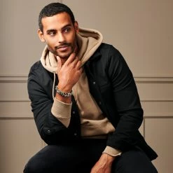 Lucleon 18mm Silver-Tone Stainless Steel Curb Chain Bracelet -MEN'S BRACELETS Sales Store ste modelpics nathanwilliam 22041 4