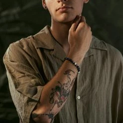 Arkai Orphic | 1/4" (6 mm) Lapis Lazuli & Silver-Tone Stainless Steel Bracelet -MEN'S BRACELETS Sales Store ste orphic drop39 id mike varga 1x1 32.jpg 26206