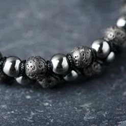 Arkai Sanatio | Black Lava Rock & Grey Hematite Double Bracelet -MEN'S BRACELETS Sales Store ste sbcl ig 1x1 bracelet arkai 23670 10
