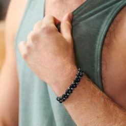 Arkai Sanatio | Black Lava Rock & Grey Hematite Double Bracelet -MEN'S BRACELETS Sales Store ste sbcl ig 1x1 bracelet arkai 23670 1099