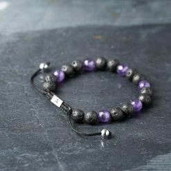 Arkai Sanatio | 8mm Black Lava Rock & Amethyst Bracelet -MEN'S BRACELETS Sales Store ste sbcl ig 1x1 bracelet arkai 23676 18 2