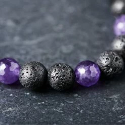 Arkai Sanatio | 8mm Black Lava Rock & Amethyst Bracelet -MEN'S BRACELETS Sales Store ste sbcl ig 1x1 bracelet arkai 23676 9 2