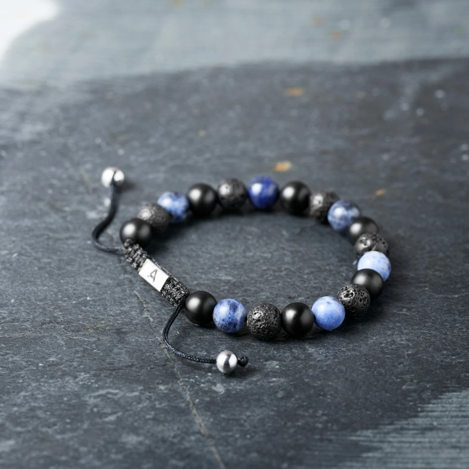 Arkai Sanatio | 8mm Black & Blue Lava Rock, Onyx & Sodalite Bracelet 5 Arkai Sanatio | 8mm Black & Blue Lava Rock, Onyx & Sodalite Bracelet - Image 5