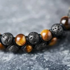 Arkai Sanatio | Black Lava Rock & Tiger's Eye Double Bracelet -MEN'S BRACELETS Sales Store ste sbcl ig 1x1 bracelet arkai 23678 5