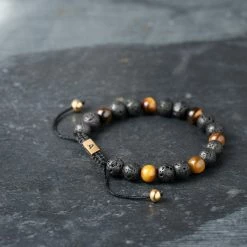 Arkai Sanatio | Black Lava Rock & Tiger's Eye Bracelet -MEN'S BRACELETS Sales Store ste sbcl ig 1x1 bracelet arkai 23679 14
