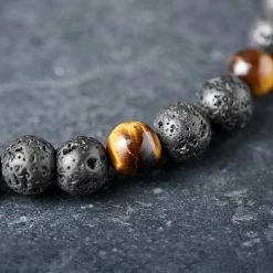 Arkai Sanatio | Black Lava Rock & Tiger's Eye Bracelet -MEN'S BRACELETS Sales Store ste sbcl ig 1x1 bracelet arkai 23679 6