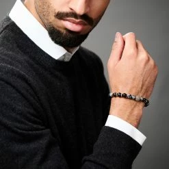 Neshraw Black Lava Rock & Alabaster Bracelet -MEN'S BRACELETS Sales Store ste spring2021 ig bracelet 11113 8
