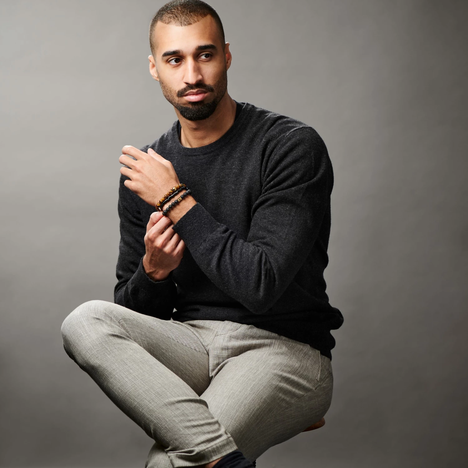 Lucleon Miro | Black Lava Rock, Coconut & Tiger's Eye Bracelet Set 4 Lucleon Miro | Black Lava Rock, Coconut & Tiger's Eye Bracelet Set - Image 4