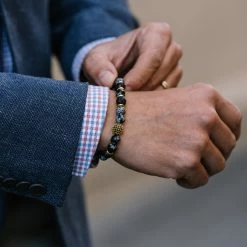 Neshraw Black Lava Rock & Alabaster Bracelet -MEN'S BRACELETS Sales Store sv5 sergio vol. 5 11113 bracelets 1