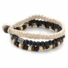 Lucleon Black & Natural Wooden & Cotton Bracelet Set