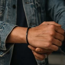 Lucleon Thin Black Stainless Steel Cuff Bracelet -MEN'S BRACELETS Sales Store thin3abf3293f2be1758fb022ada672be5f0 2