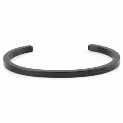 Lucleon Thin Black Stainless Steel Cuff Bracelet