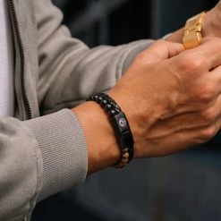 Lucleon Icon | Wooden Bead & Black Leather Cord Bracelet -MEN'S BRACELETS Sales Store trendhim september 2020 set 11 1154 sq