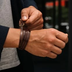Collin Rowe Wrap-around Brown Leather Adjustable Bracelet -MEN'S BRACELETS Sales Store trendhim september 2020 set 14 156 sq