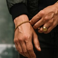 Lucleon 1/4" (6 mm) Gold-Tone Stainless Steel Curb Chain Bracelet -MEN'S BRACELETS Sales Store trendhim september 2020 set 9 1162212